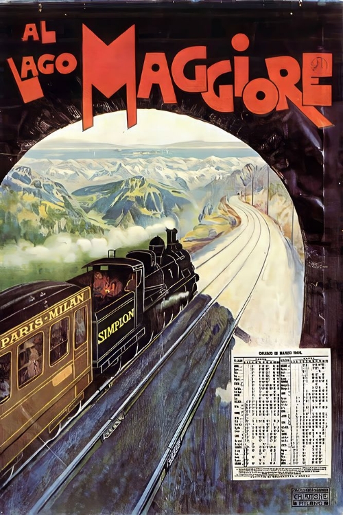 Picture of LAGO MAGGIORE VINTAGE STEAM TRAIN TRAVEL POSTER 1906