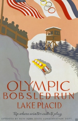 Picture of LAKE PLACID OLYMPIC BOBSLED VINTAGE TRAVEL POSTER