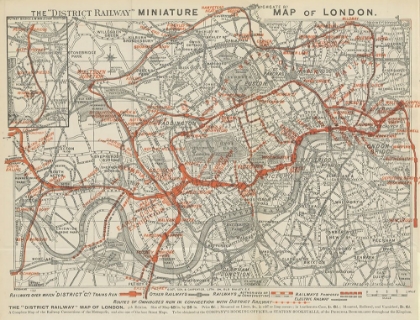 Picture of LONDON MAP OF LONDONS DISTRICT RAILWAY FROM COOKS HANDBOOK FOR LONDON 1897
