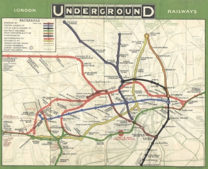 Picture of LONDON UNDERGROUND TUBE MAP VINTAGE TRAVEL POSTER 1908