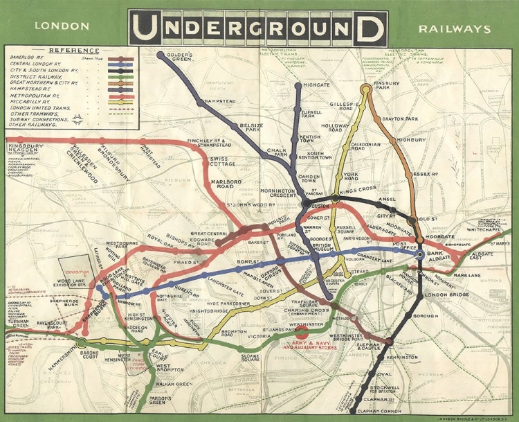 Picture of LONDON UNDERGROUND TUBE MAP VINTAGE TRAVEL POSTER 1908
