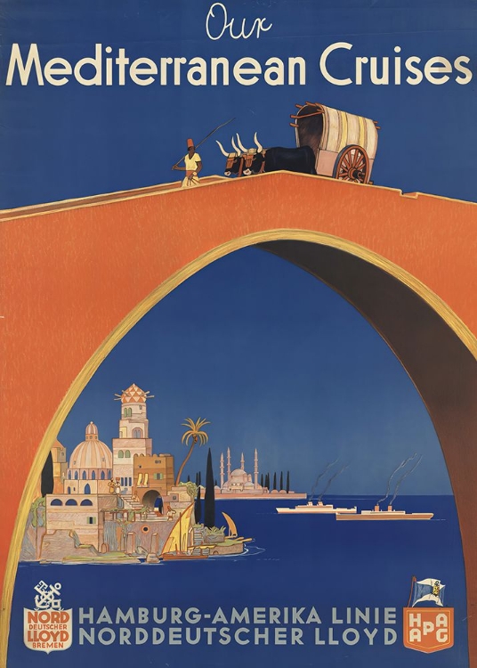 Picture of MEDITERRANEAN CRUISES VINTAGE TRAVEL POSTER