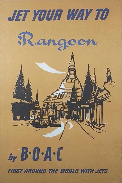Picture of MYANMAR RANGOON VINTAGE AIR TRAVEL POSTER