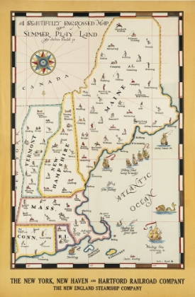 Picture of NEW ENGLAND MAP VINTAGE RAILROAD POSTER