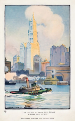 Picture of NEW YORK THE WOOLWORTH BUILDING FROM THE FERRY 1914 BY RACHAEL ROBINSON ELMER