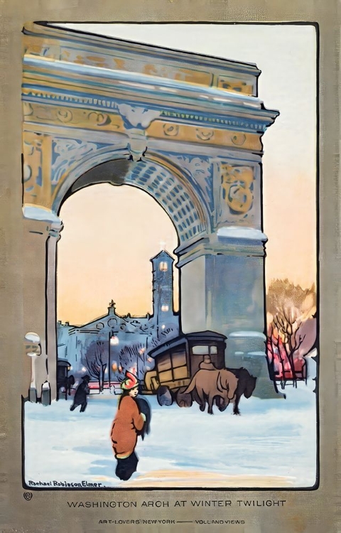 Picture of NEW YORK WASHINGTON ARCH AT WINTER TWILIGHT 1914 BY RACHAEL ROBINSON ELMER