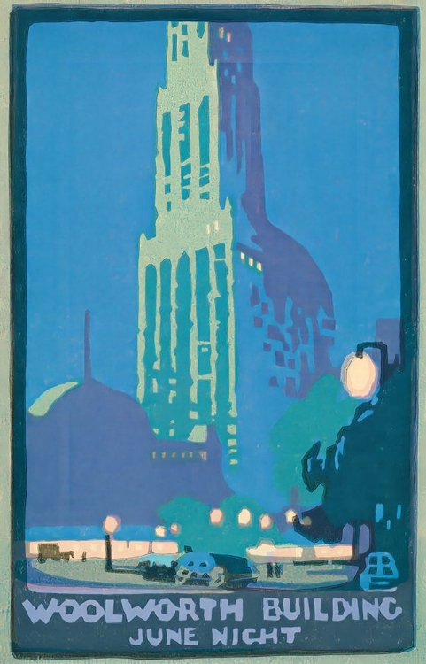 Picture of NEW YORK WOOLWORTH BUILDING JUNE NIGHT 1916 BY RACHAEL ROBINSON ELMER