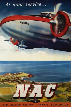 Picture of NEW ZEALAND KORORO NAC VINTAGE AIRLINE TRAVEL POSTER