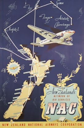 Picture of NEW ZEALAND NAC VINTAGE AIR TRAVEL POSTER