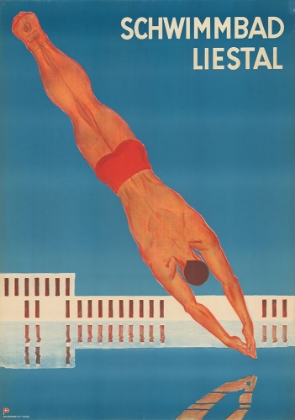 Picture of SWITZERLAND, THE LIESTAL SWIMMING POOL 1934 BY OTTO PLATTNER