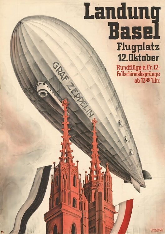 Picture of SWITZERLAND, THE LANDING OF THE AIRSHIP LZ 127 IN BASEL 1930 BY OTTO PLATTNER