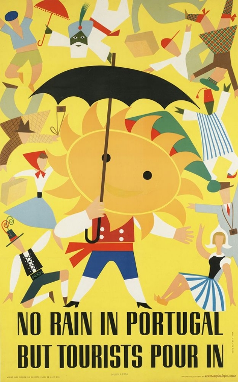 Picture of PORTUGAL TOURISTS POUR IN VINTAGE TRAVEL POSTER