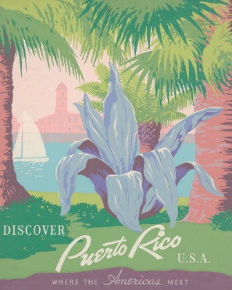Picture of PUERTO RICO WHERE THE AMERICAS MEET VINTAGE TRAVEL POSTER