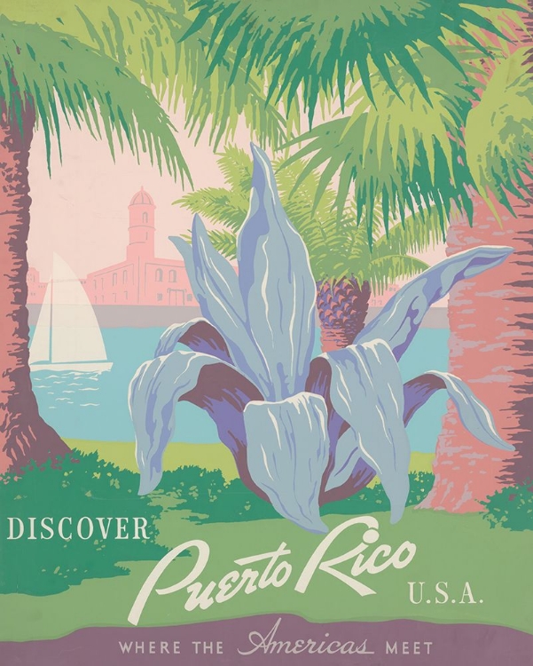 Picture of PUERTO RICO WHERE THE AMERICAS MEET VINTAGE TRAVEL POSTER