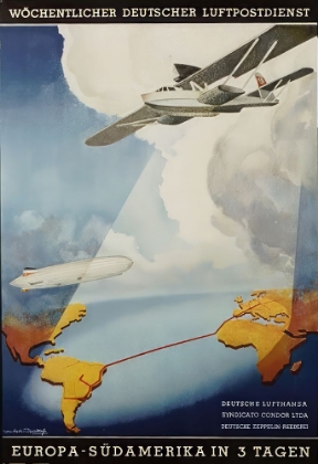 Picture of SOUTH AMERICA GERMAN VINTAGE AIRLINES TRAVEL POSTER