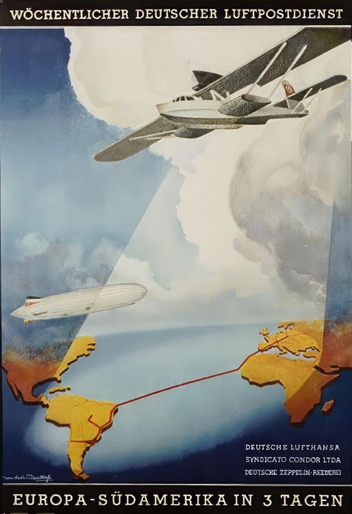 Picture of SOUTH AMERICA GERMAN VINTAGE AIRLINES TRAVEL POSTER
