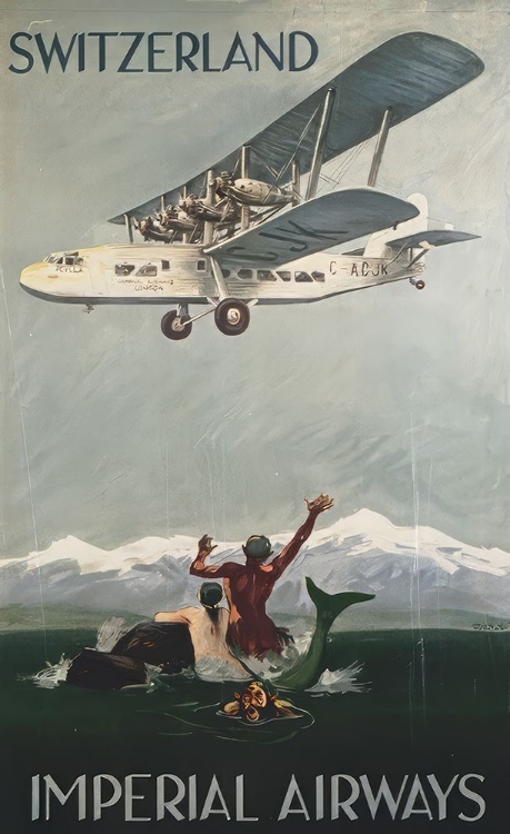 Picture of SWITZERLAND BIPLANE VINTAGE AIR TRAVEL POSTER