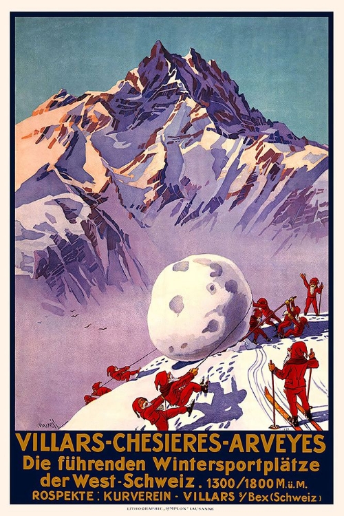 Picture of SWITZERLAND ELVES SKIING VINTAGE TRAVEL