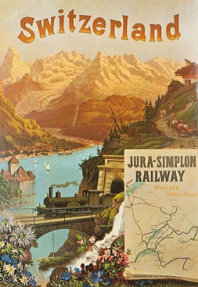 Picture of SWITZERLAND JURA SIMPLON VINTAGE RAIL TRAVEL POSTER