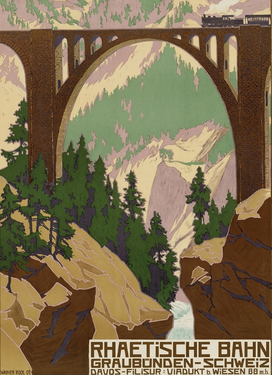 Picture of SWITZERLAND RHAETISCHE BAHN RAILWAY VINTAGE TRAVEL POSTER