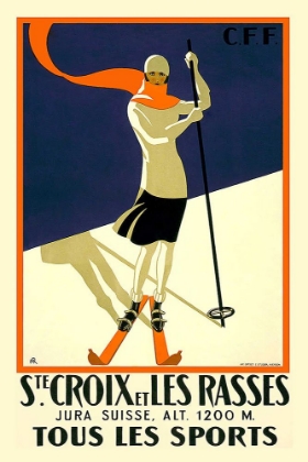 Picture of SWITZERLAND ST CROIX SKIING VINTAGE TRAVEL POSTER