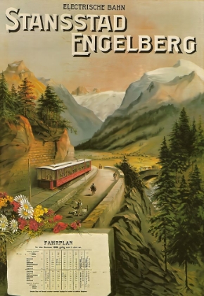 Picture of SWITZERLAND STANSSTAD ENGELBERG VINTAGE RAIL TRAVEL POSTER