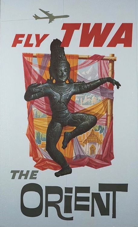 Picture of THE ORIENT MID CENTURY VINTAGE AIRLINE TRAVEL POSTER