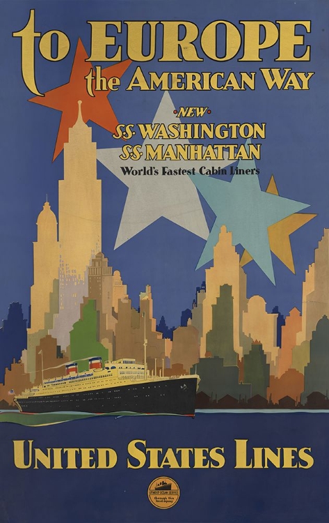 Picture of UNITED STATES LINES VINTAGE TRAVEL POSTER