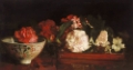 Picture of FLOWERS ON A JAPANESE TRAY ON A MAHOGANY TABLE