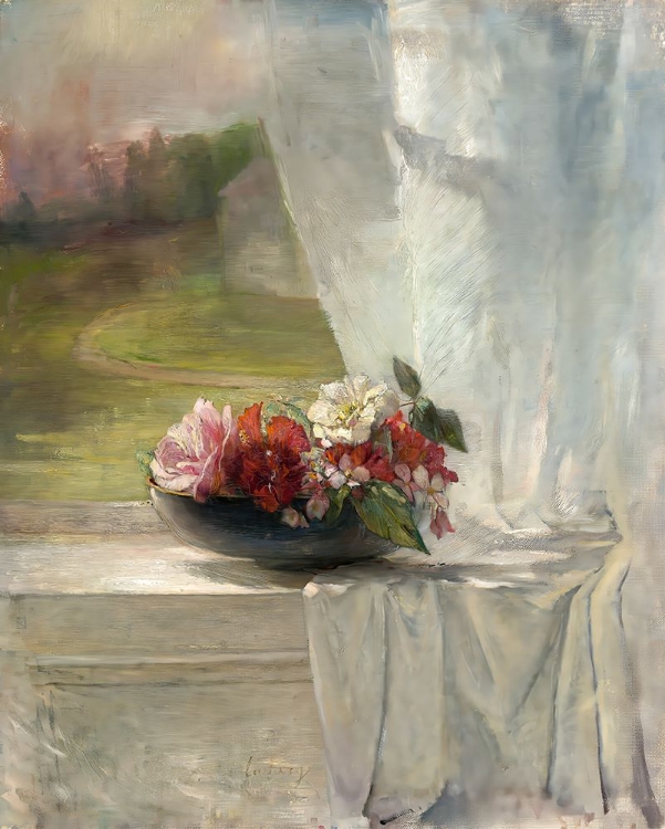 Picture of FLOWERS ON A WINDOW LEDGE CA 1861