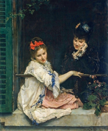 Picture of GIRLS AT A WINDOW CA 1875