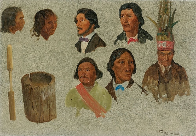 Picture of SEVEN INDIAN PORTRAITS AND ONE PRIMITIVE UTENSIL