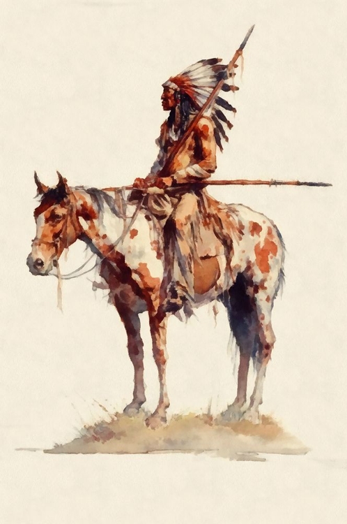 Picture of WATERCOLOR BRAVE ON HORSEBACK I