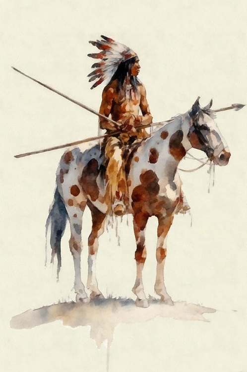 Picture of WATERCOLOR BRAVE ON HORSEBACK II
