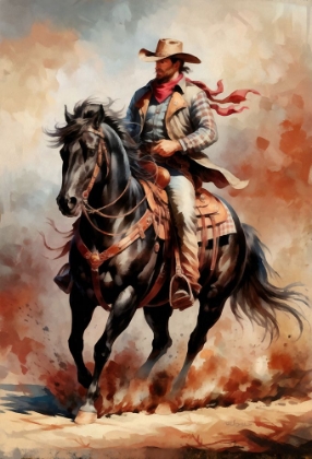 Picture of WATERCOLOR COWBOY ON HORSEBACK II