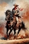 Picture of WATERCOLOR COWBOY ON HORSEBACK II