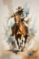 Picture of WATERCOLOR COWBOY ON HORSEBACK V