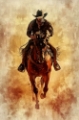 Picture of WATERCOLOR COWBOY ON HORSEBACK VII
