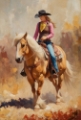 Picture of WATERCOLOR COWGIRL ON HORSEBACK II