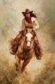 Picture of WATERCOLOR COWGIRL ON HORSEBACK III