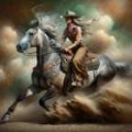 Picture of WATERCOLOR COWGIRL ON HORSEBACK SQUARE II