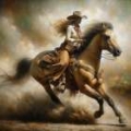 Picture of WATERCOLOR COWGIRL ON HORSEBACK SQUARE III