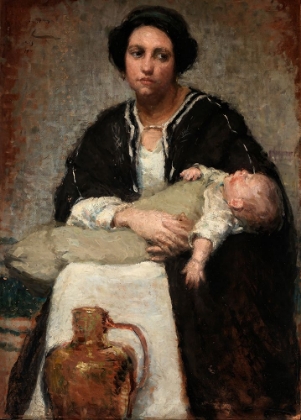 Picture of MOTHER AND SLEEPING BABY 1911