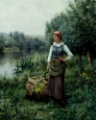 Picture of GIRL BY A STREAM, FLANDERS CA 1890
