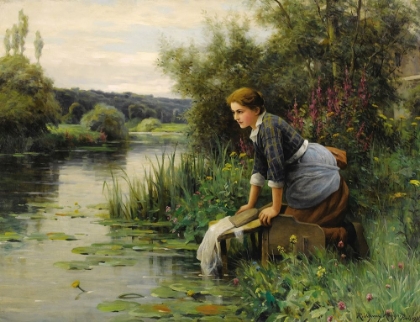 Picture of LAUNDRESS BY THE WATERS EDGE 1922