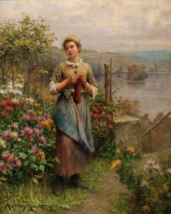 Picture of YOUNG WOMAN KNITTING