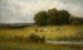 Picture of BRIGHT SCENE OF CATTLE NEAR STREAM