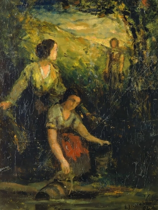 Picture of THE DRINKING POOL, THREE WOMEN AT WATER 1894