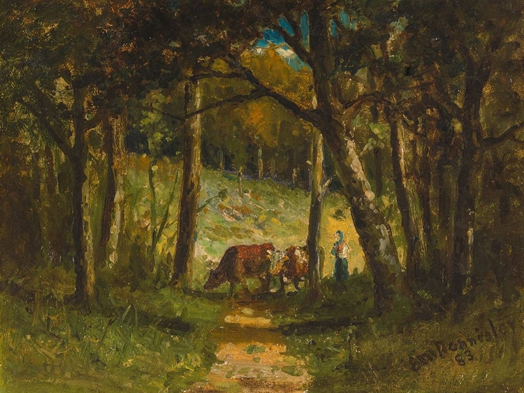 Picture of UNTITLED, COWS ON PATH IN FOREST 1883