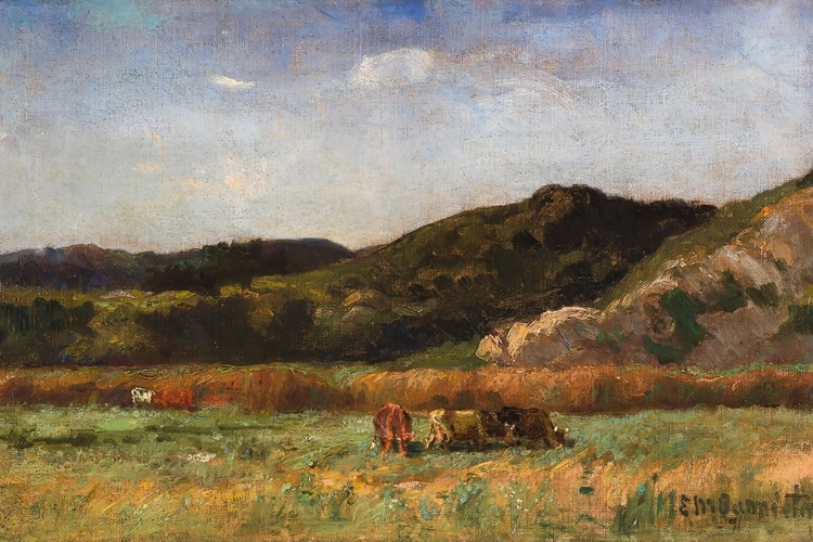 Picture of UNTITLED, LANDSCAPE WITH COWS GRAZING, HILLS 1891